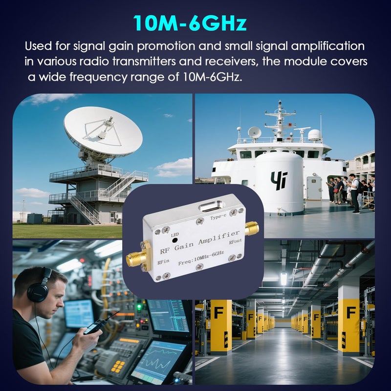DmgicPro RF Gain Amplifier 10M‑6GHZ 30DB High Flatness Low Noise LNA Ham Radio Amplifier for FM Radio, Signal Amplification DC 5V Powered - Image 4